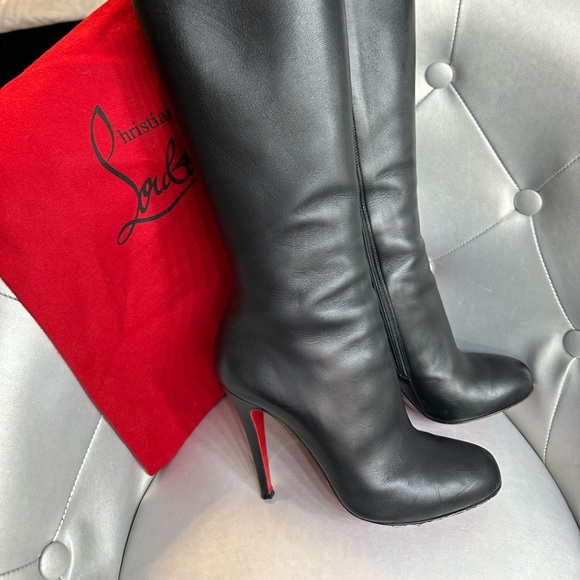 Christian Louboutin Babel 100 Calf Carezza Knee High Leather boots - Picture 7 of 16